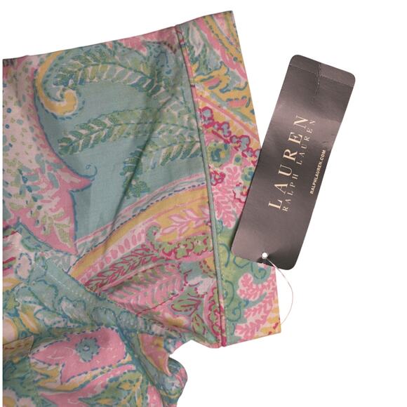 Lauren Ralph Lauren Paisley Blouse S NWT Pastel Cotton Collared Shirt Bloomscore - Picture 5 of 9